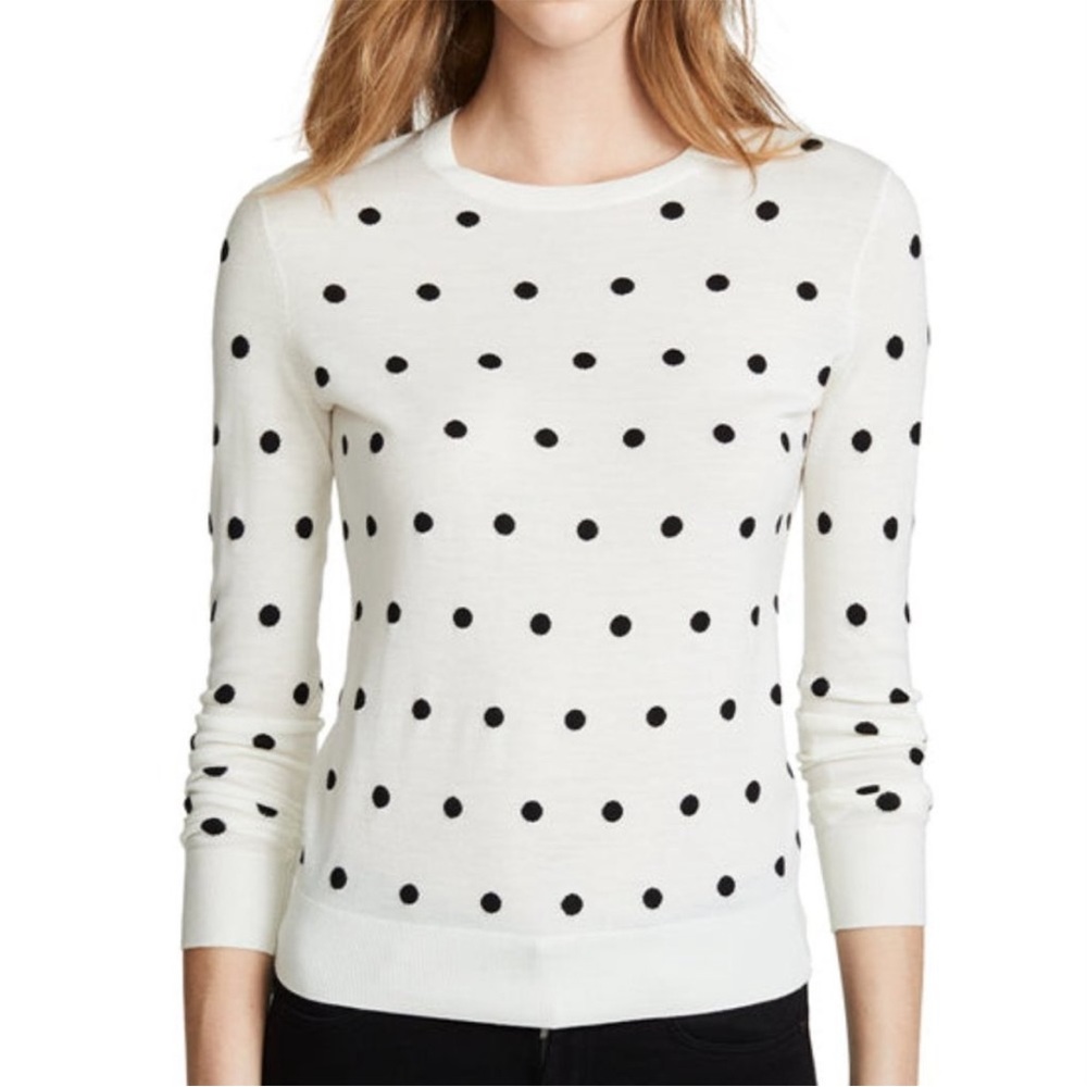THEORY Ivory Polka Dot Cashmere Sweater Size Small
